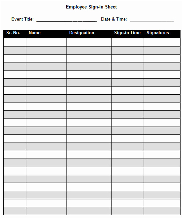Employee Sign In Sheet Template New Free Employee Sign In Sheet Template