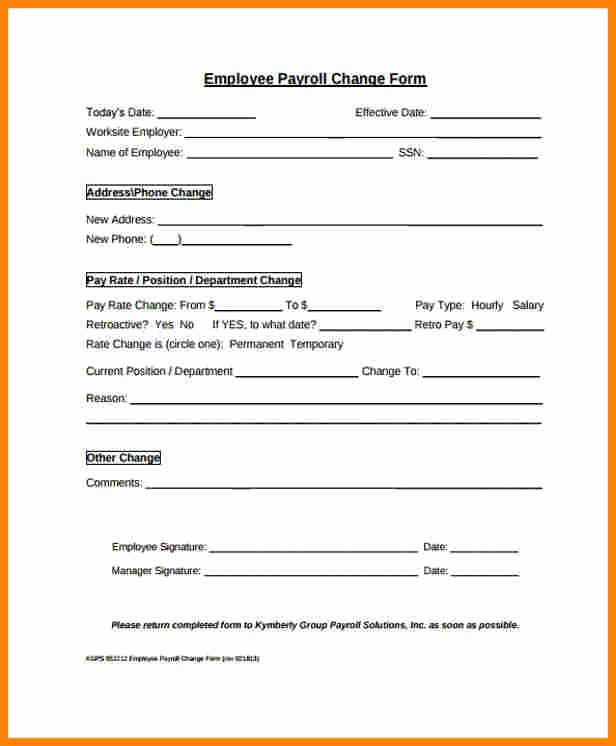 Employee Status Change form Template Awesome 8 Payroll Change form Template