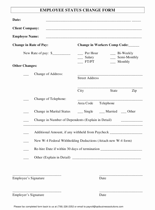 Employee Status Change form Template Awesome Employee Status Change form Download Printable Pdf