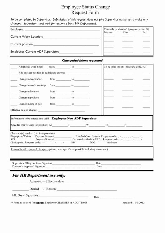 Employee Status Change form Template Awesome top 17 Employee Change Status form Templates Free to