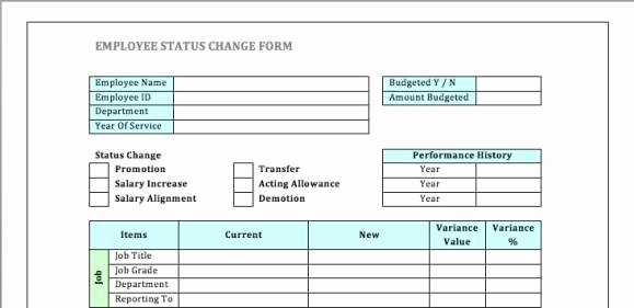 Employee Status Change form Template Beautiful Employee Status Change forms Word Excel Samples