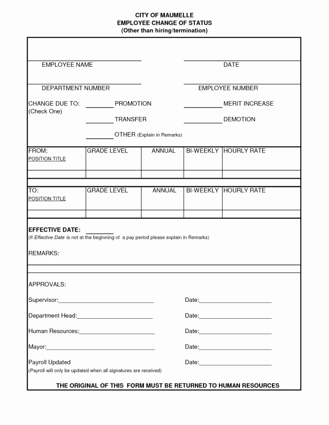 Employee Status Change form Template Best Of Employee Status Change forms Find Word Templates