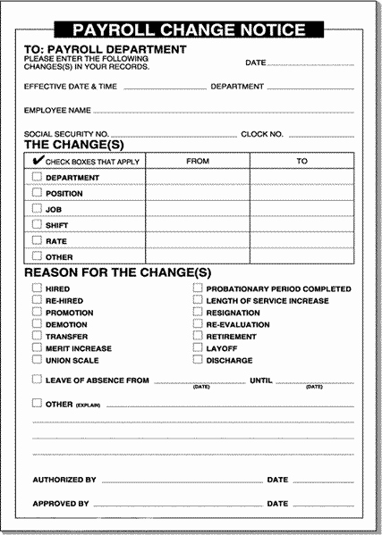 Employee Status Change form Template Inspirational Buy Payroll Change Notice forms Estampe