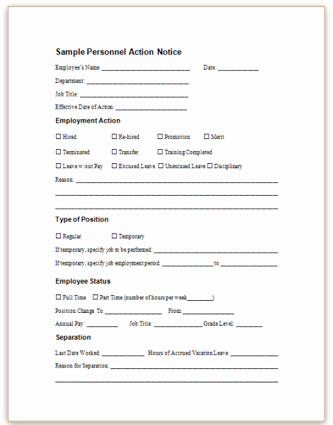 Employee Status Change form Template Inspirational form Specifications