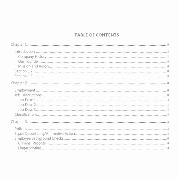 Employee Training Manual Template Elegant Employee Manual Contents