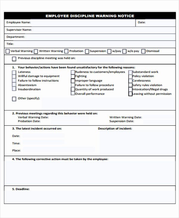 Employee Warning Notice Template Best Of 39 Free Notice forms