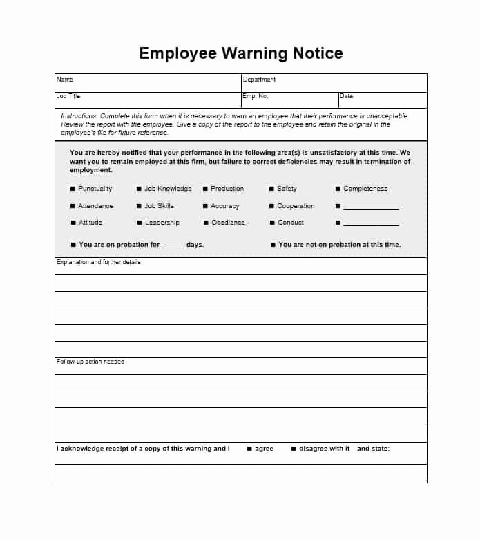 Employee Warning Notice Template Inspirational Employee Warning Notice Download 56 Free Templates &amp; forms