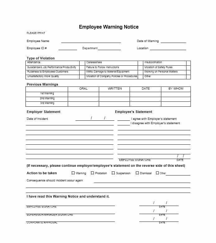 Employee Warning Notice Template Lovely Employee Warning Notice Download 56 Free Templates &amp; forms