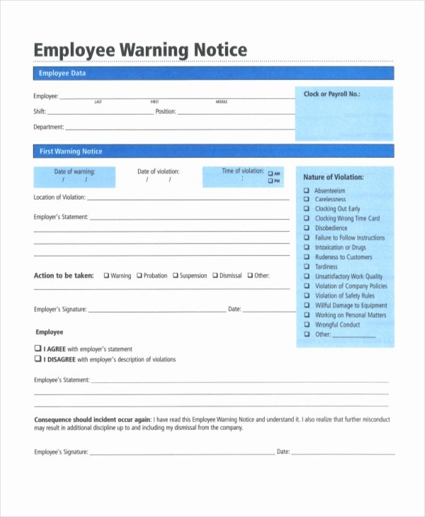 Employee Warning Notice Template Word Elegant 12 Printable Employee Warning Notice Templates Google