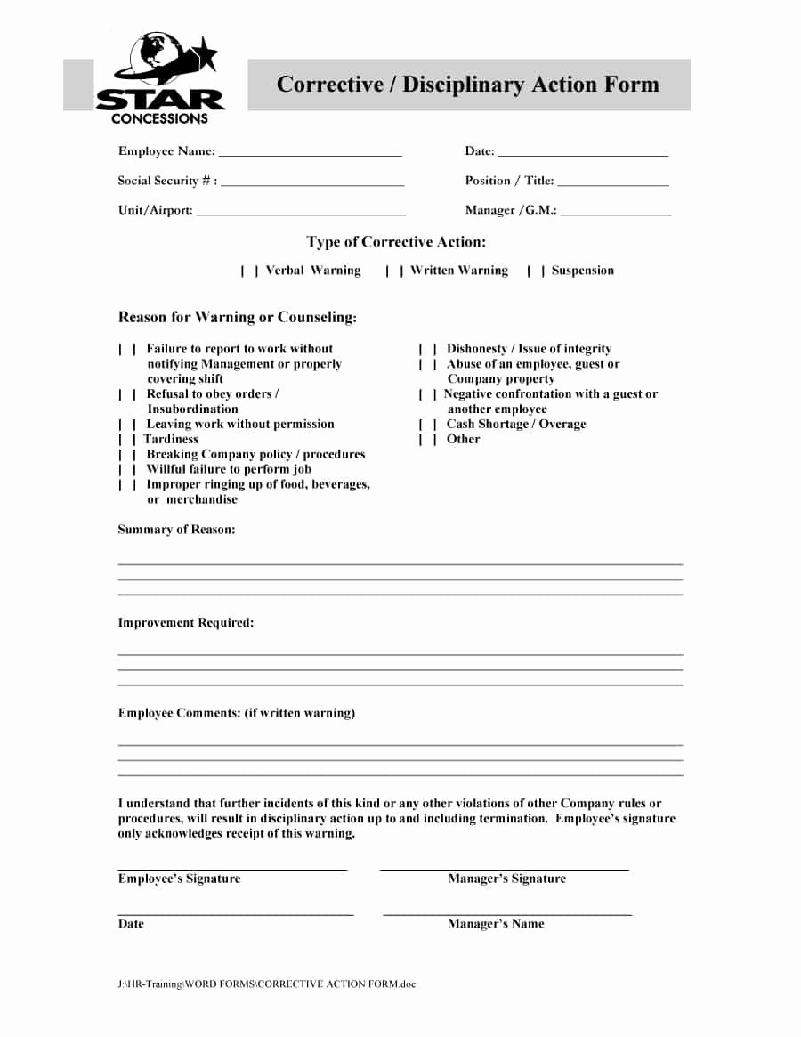 Employee Write Up Template Best Of 46 Effective Employee Write Up forms [ Disciplinary