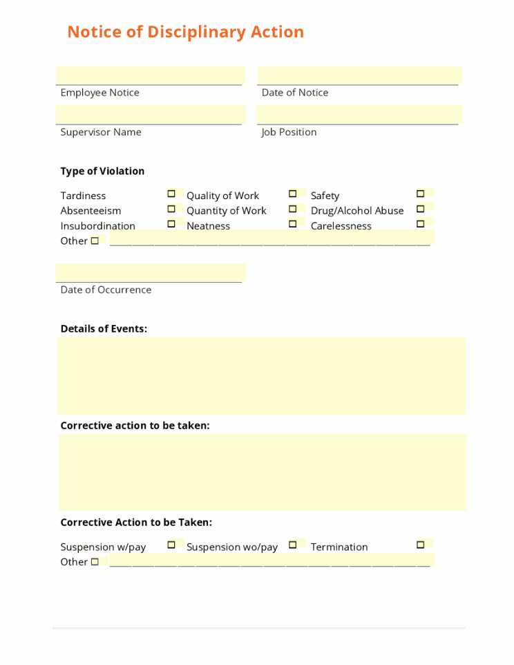 Employee Write Up Template Elegant Employee Write Up form Templates Word Excel Samples
