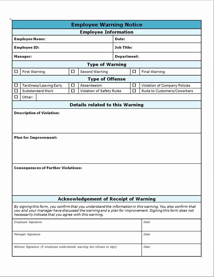 Employee Write Up Template New Employee Write Up form Projects to Try