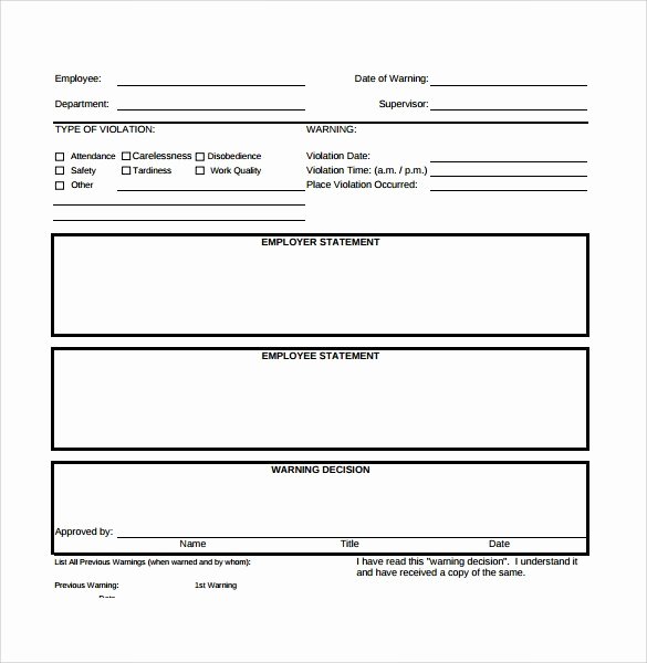 Employee Write Up Template New Free Employee Write Up form Printable