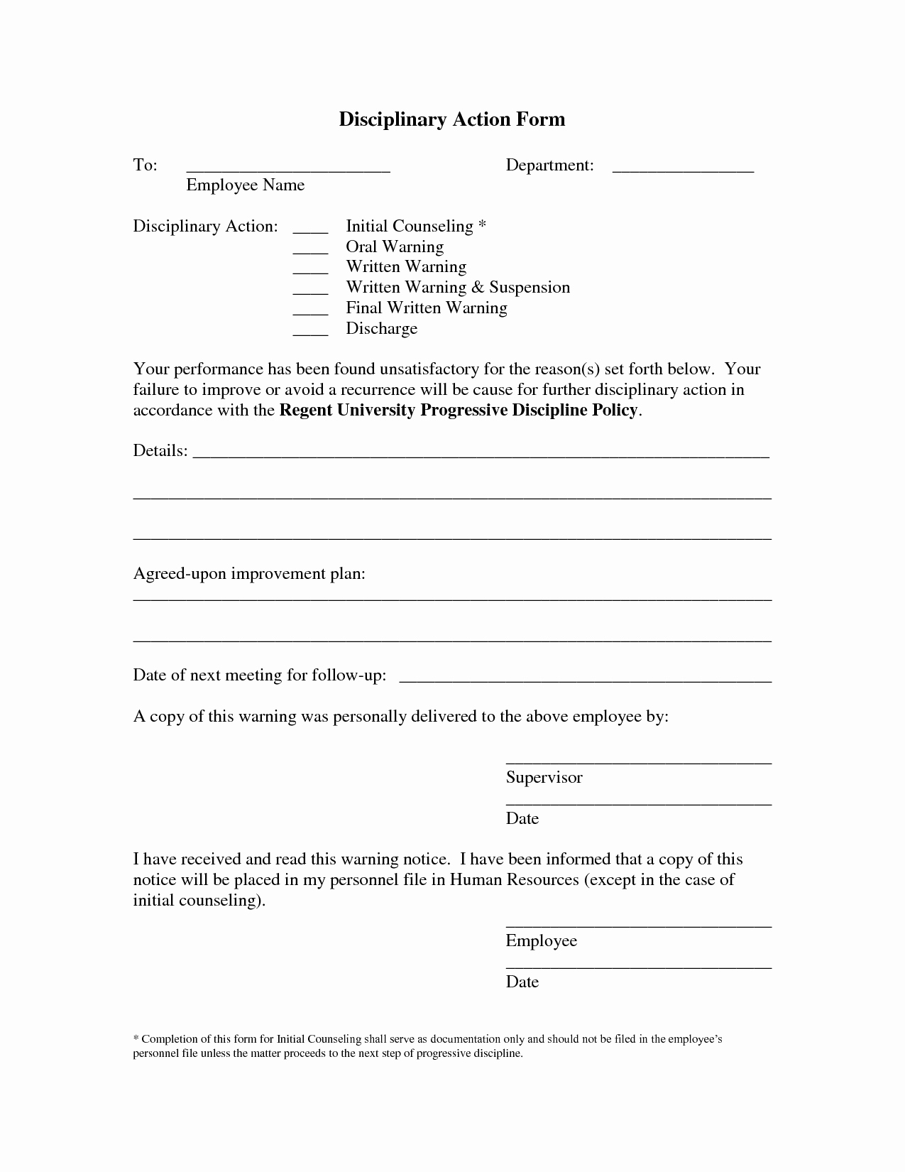 Employee Write Up Template New Write Up form