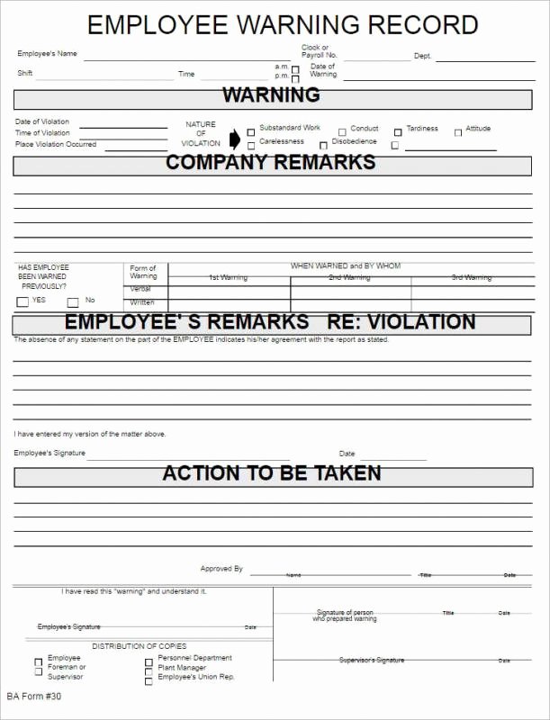Employee Written Warning Template Free Beautiful Employee Reprimand form