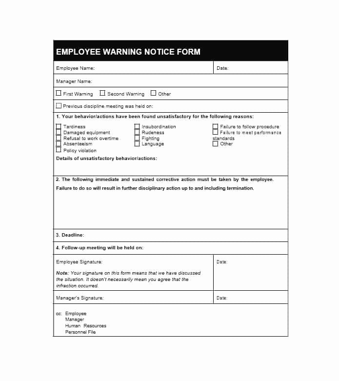 Employee Written Warning Template Free Lovely Employee Warning Notice – Business form Letter Template