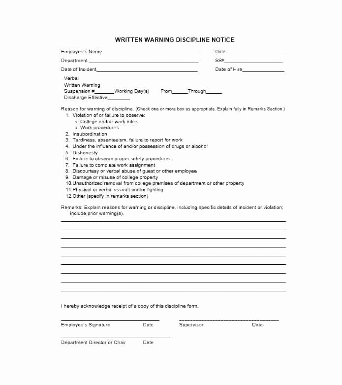 Employee Written Warning Template Free Unique Employee Warning Notice Download 56 Free Templates &amp; forms