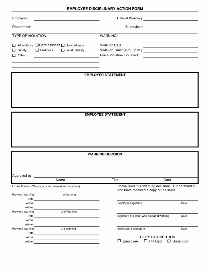 Employee Written Warning Template Unique Disciplinary form Template Free