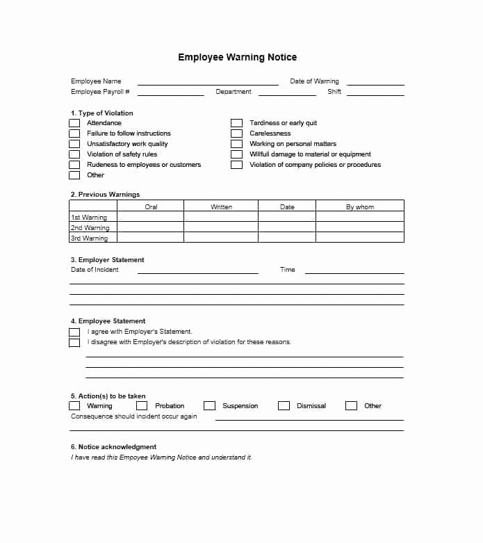 Employee Written Warning Template Unique Employee Warning Notice Download 56 Free Templates &amp; forms