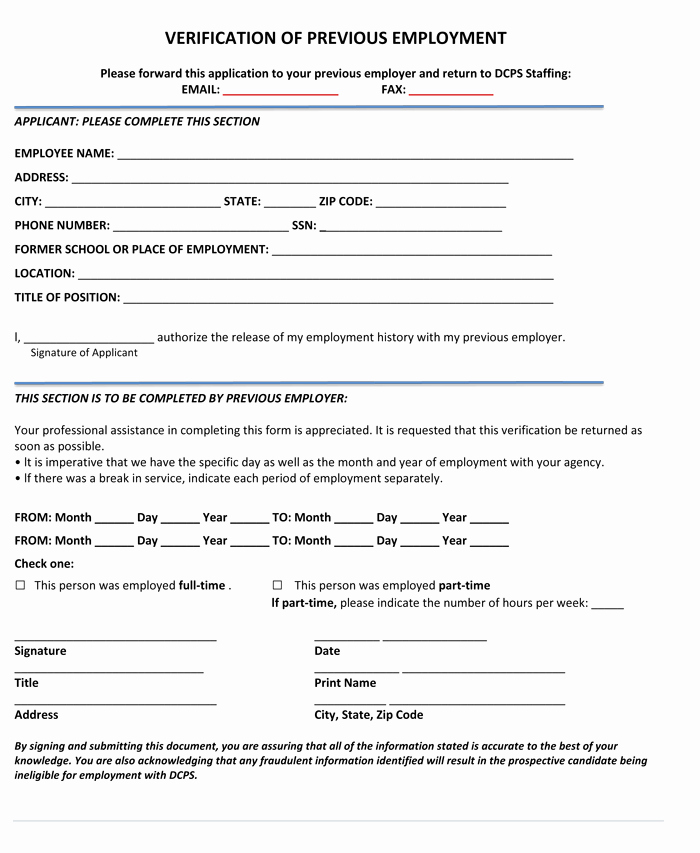 Employment Verification form Template Awesome 5 Employment Verification form Templates to Hire Best Employee