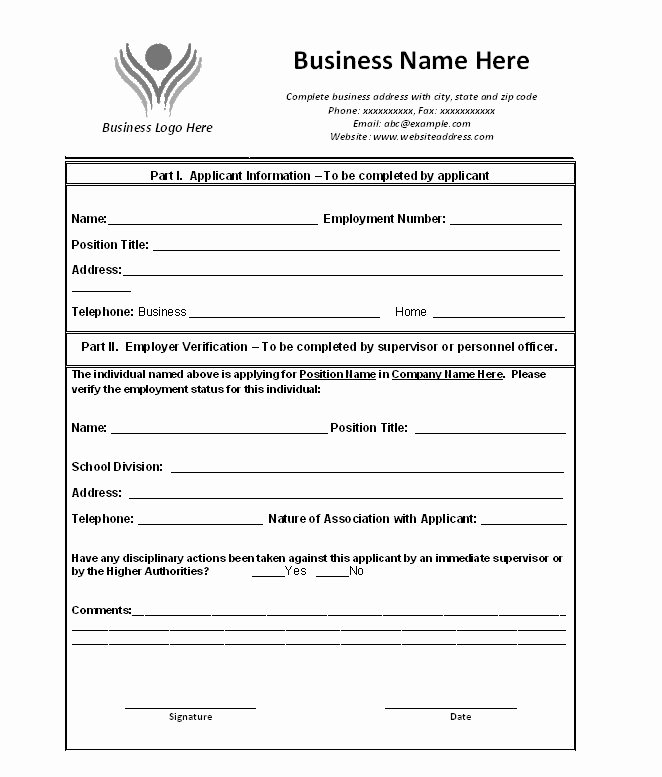 Employment Verification form Template Fresh Free Proof Of Employment Letter Verification forms