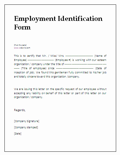 Employment Verification form Templates Luxury Employment Identification form