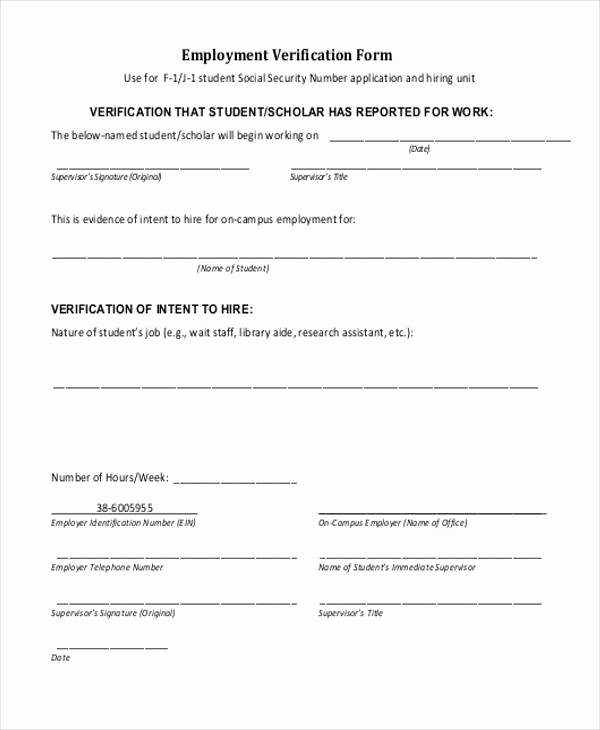 Employment Verification forms Template Elegant Employment Verification form