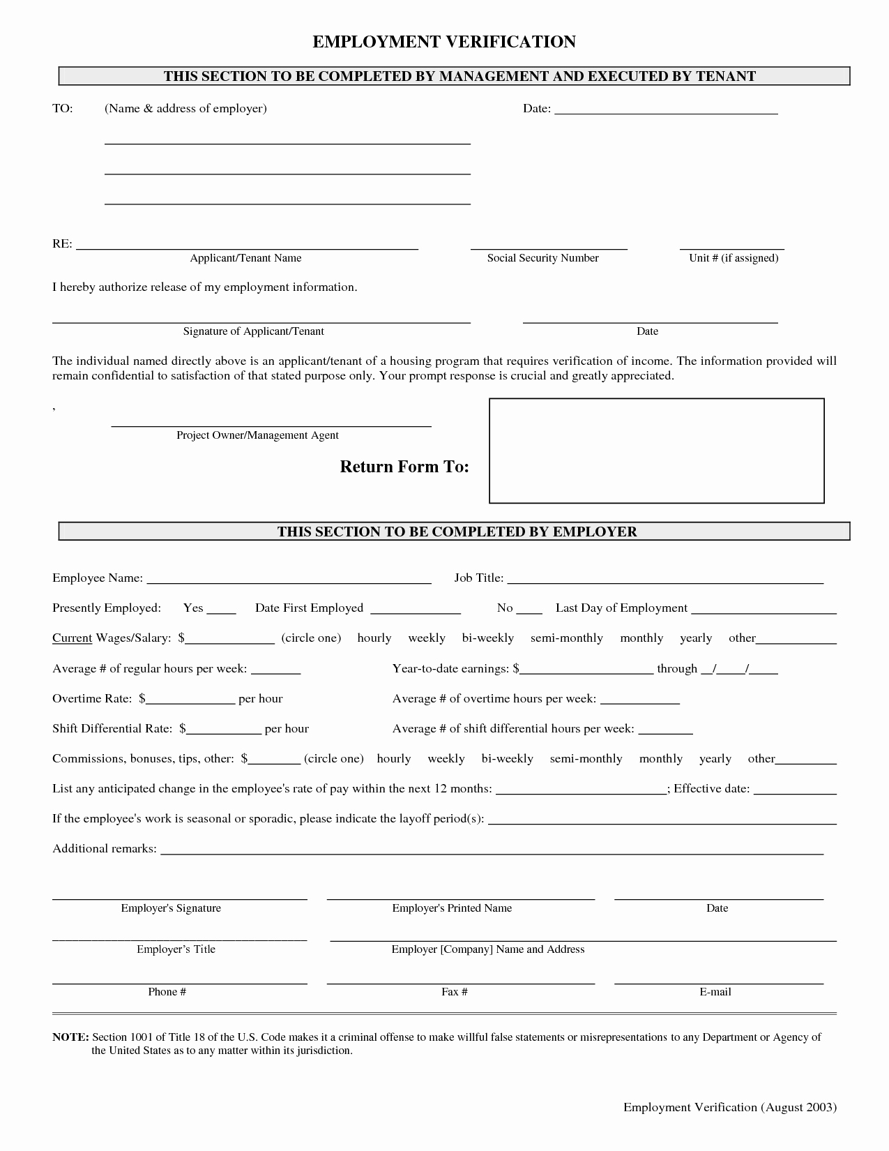 Employment Verification forms Template New Free Printable Verification Employment form