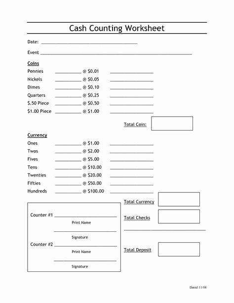 End Of Day Report Template Beautiful Cash Count Sheet Template Bargain Shack
