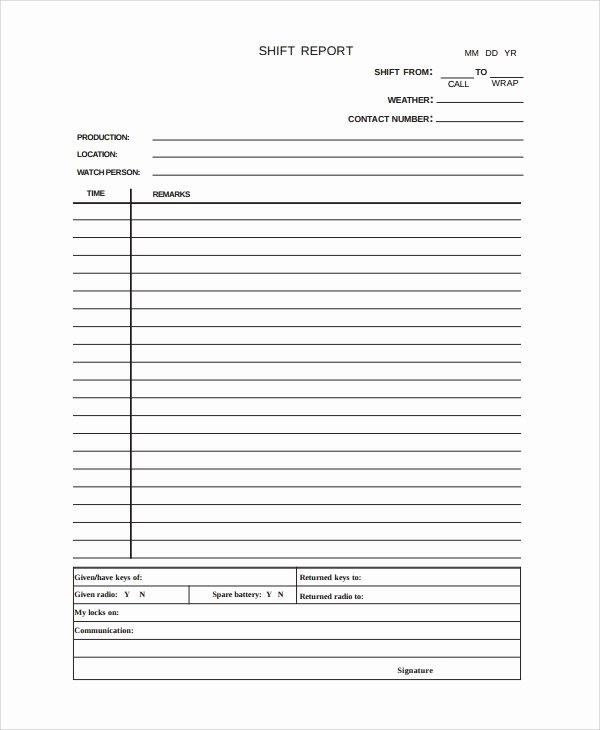 End Of Shift Report Template Best Of 10 Shift Report Templates Word Pdf Pages