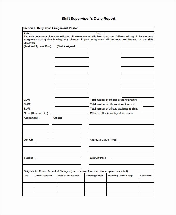 End Of Shift Report Template Elegant 10 Shift Report Templates Word Pdf Pages