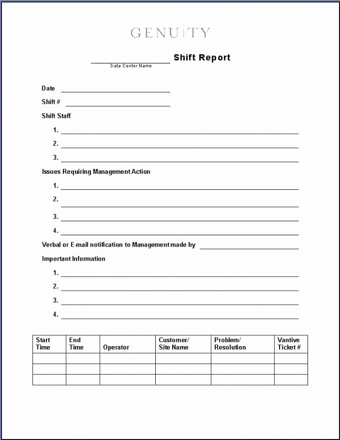 End Of Shift Report Template Inspirational End Shift Report Template – Laustereo