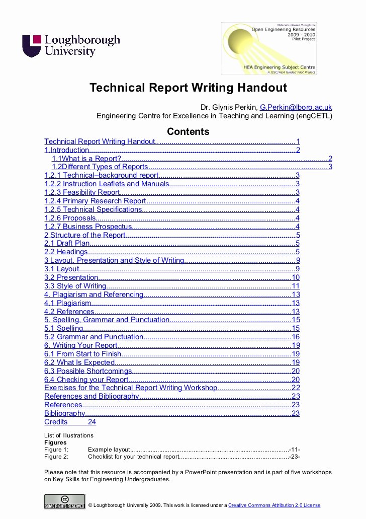 Engineering Technical Report Template Fresh Technical Report Writing