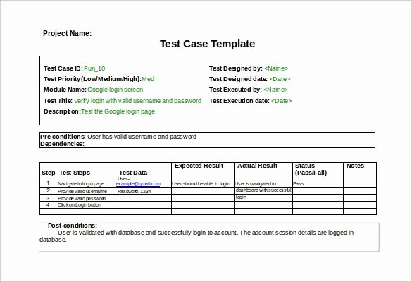 Engineering Test Report Template Inspirational Test Case Template