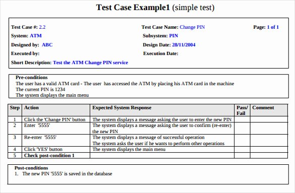 Engineering Test Report Template New Test Case Template 22 Free Word Excel Pdf Documents