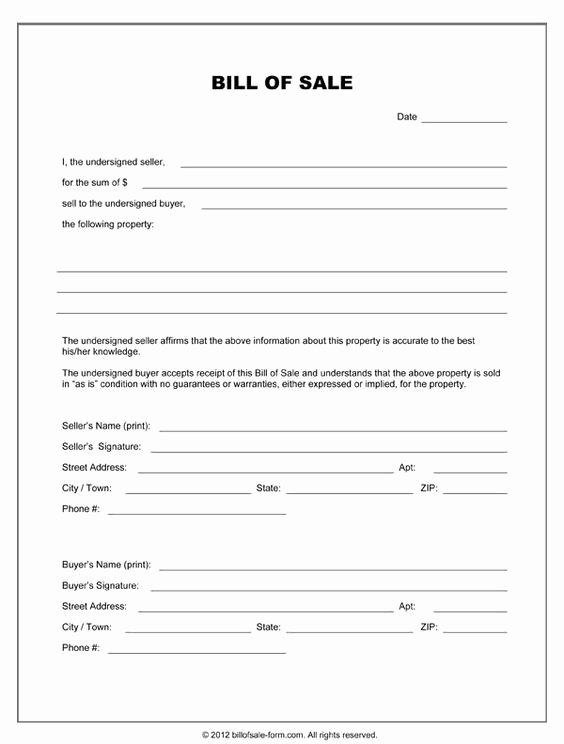 Equipment Bill Of Sale Template New Printable Sample Equipment Bill Sale Template form
