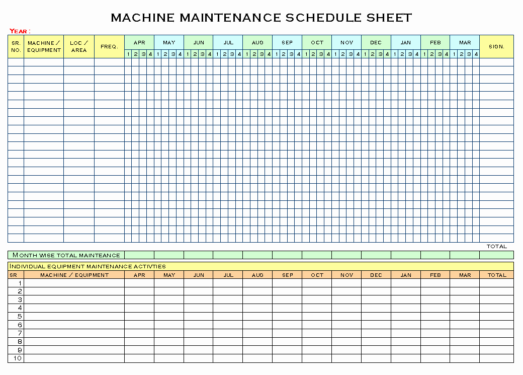 Equipment Maintenance Log Template Excel Beautiful Machinery Maintenance Schedule Template Excel