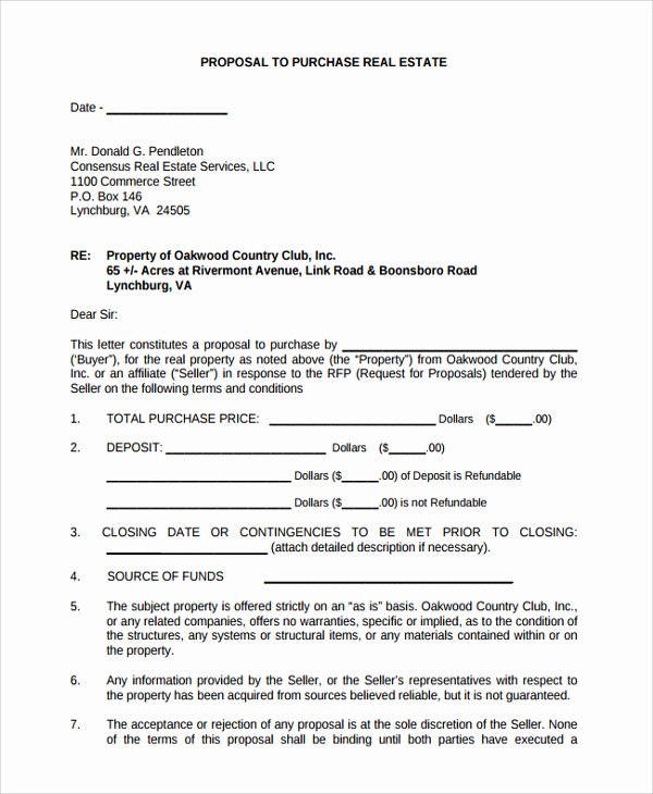 Equipment Purchase Proposal Template Fresh Real Estate Purchase Proposal Template