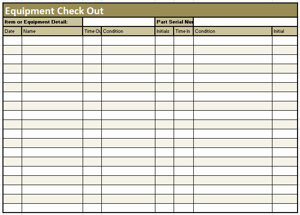 Equipment Sign Out Sheet Template Beautiful 8 Best S Of Key Check Out form Template Equipment