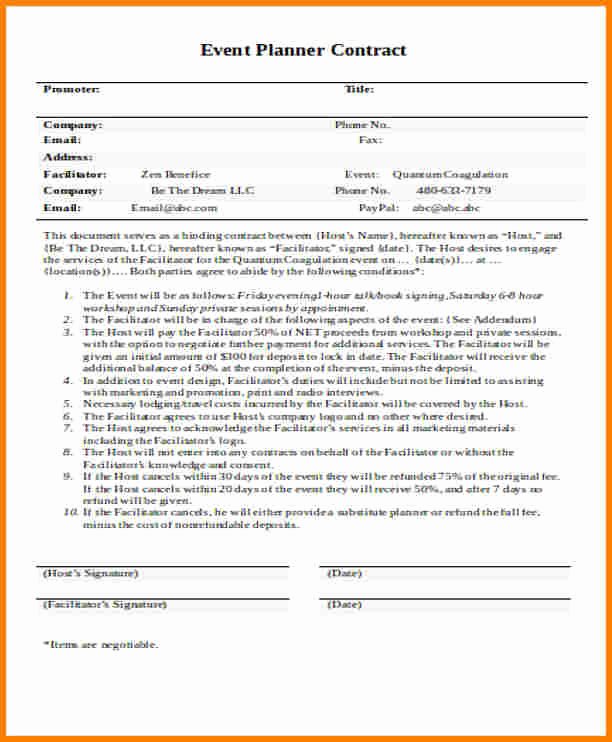 Event Planner Contract Template Elegant 10 event Planner Contract Template