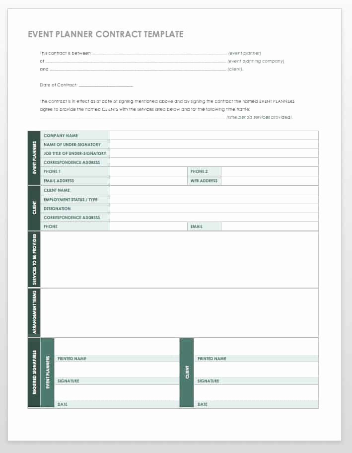 Event Planner Contract Template Unique 21 Free event Planning Templates