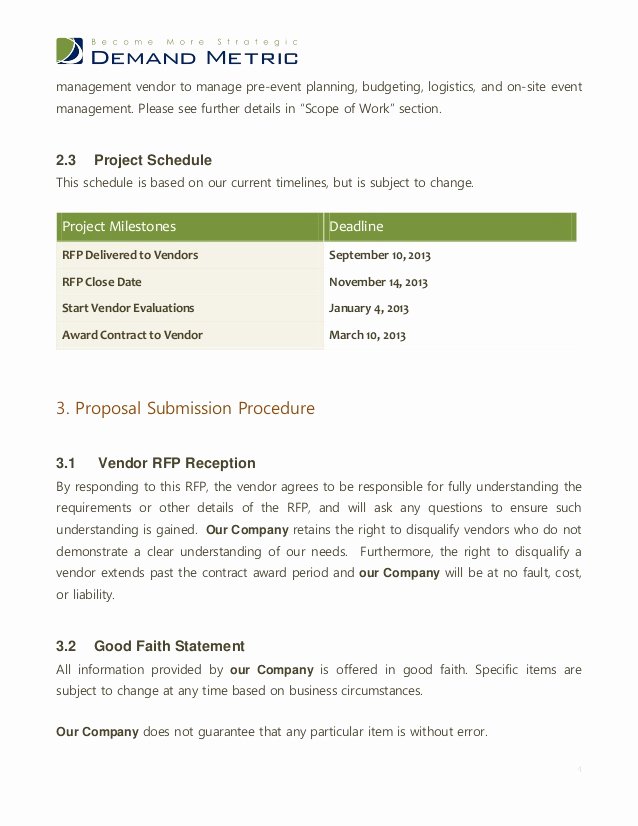 Event Planning Proposal Template Best Of event Management Rfp Template