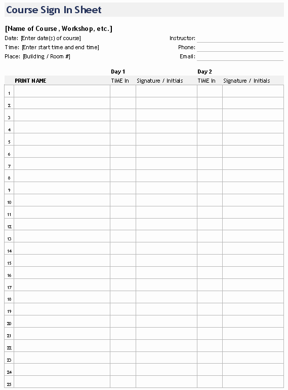 Event Sign In Sheet Template Beautiful Printable Sign In Sheet