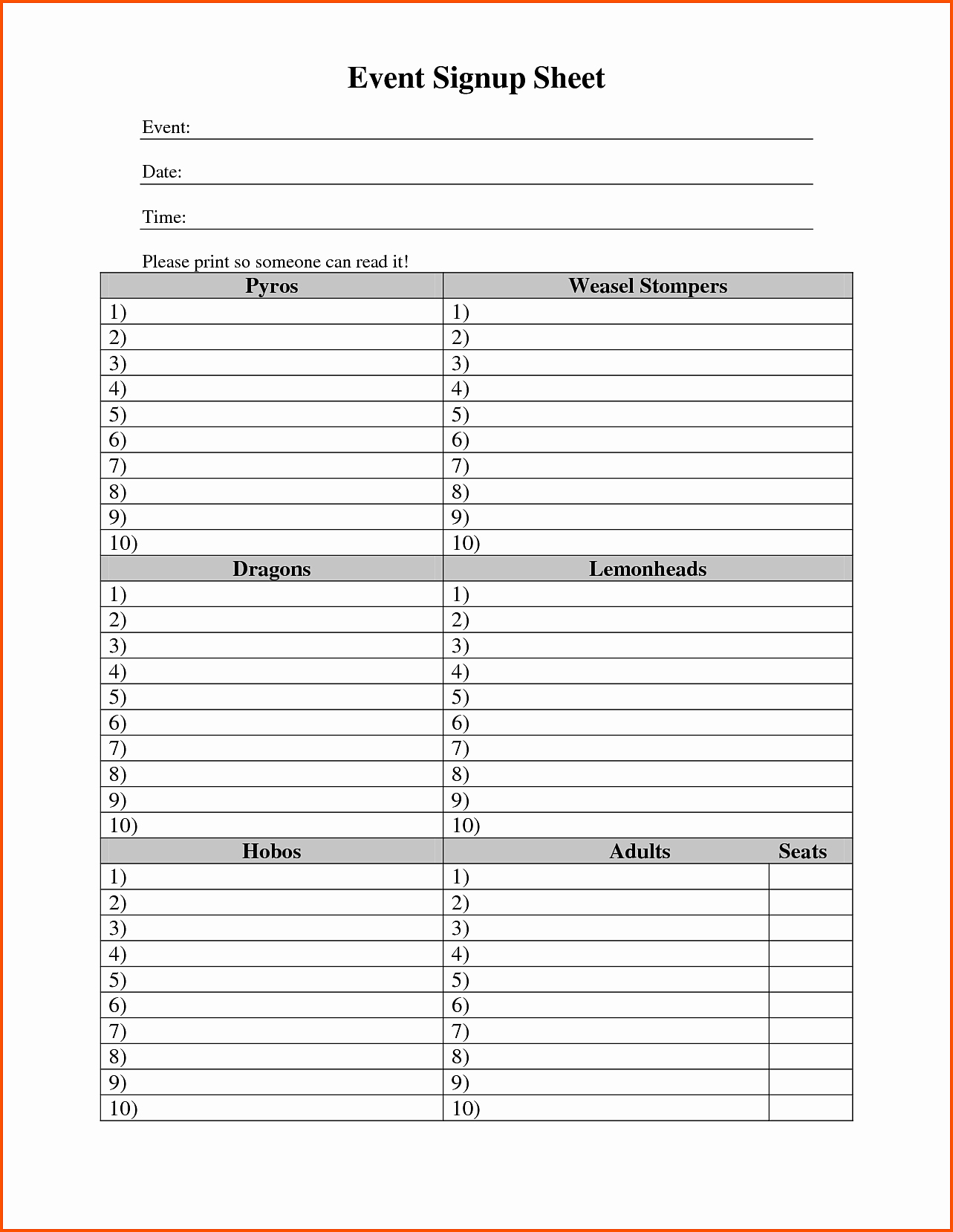 Event Sign In Sheet Template Best Of event Sign Up Sheet