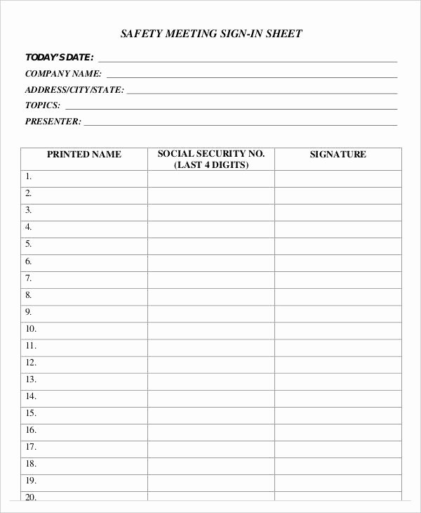Event Sign In Sheet Template Fresh 8 Meeting Sheet Templates Word Pdf