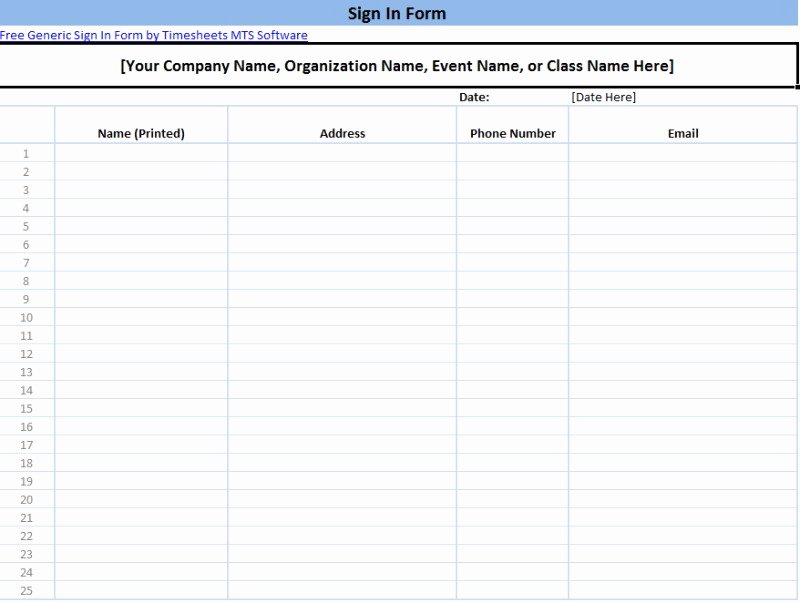 Event Sign In Sheet Template Fresh Printable Sign In Sheet Templates