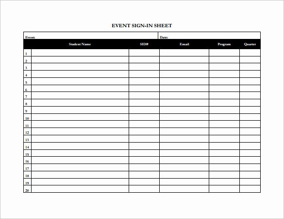 Event Sign In Sheet Template Fresh Sample event Sign In Sheet 13 Documents In Pdf Word