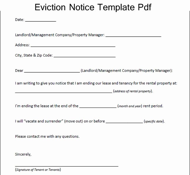 Eviction Notice Template Free Inspirational Sample Eviction Notice Template Pdf