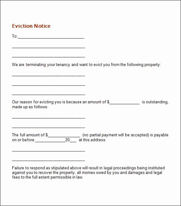 Eviction Notice Template Free New 24 Free Eviction Notice Templates Excel Pdf formats