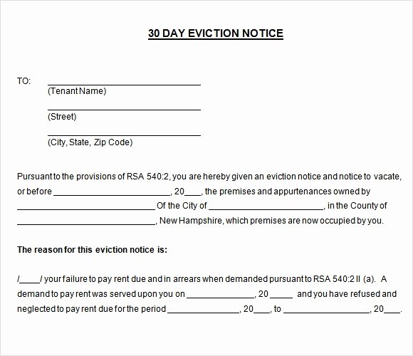 Eviction Notice Template Pdf Beautiful 30 Day Notice to Vacate Template